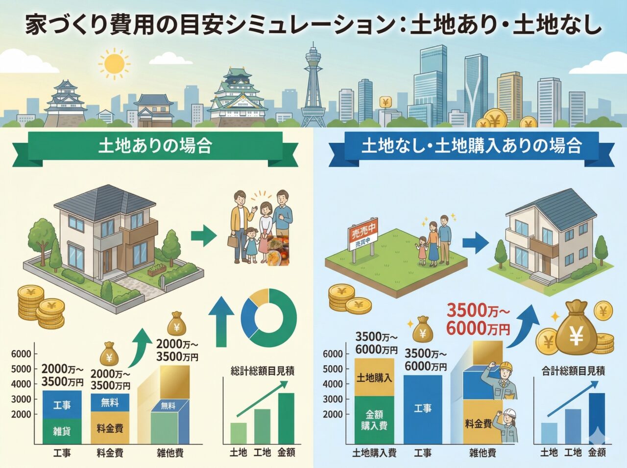 大阪で家づくりをする費用シミュレーションイメージ