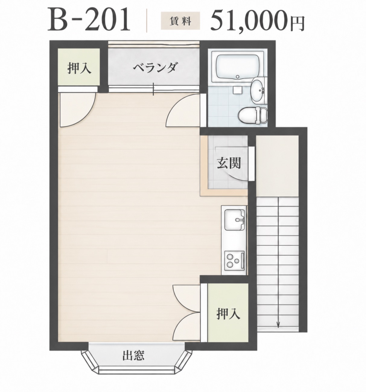 石切駅前ハイツ B-201号室の間取り図