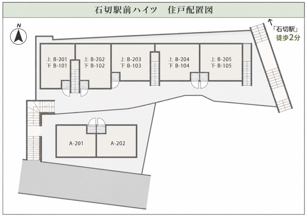 石切駅前ハイツ A棟・B棟の住戸配置図