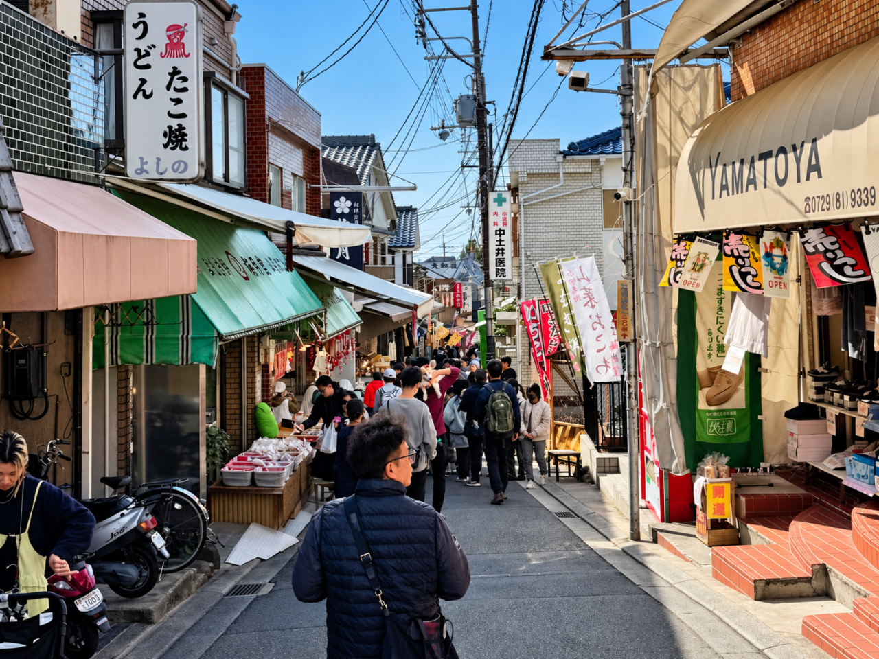石切参道商店街の街並み